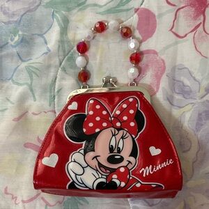 Red Minnie Mouse Mini Handbag with Beaded Handle